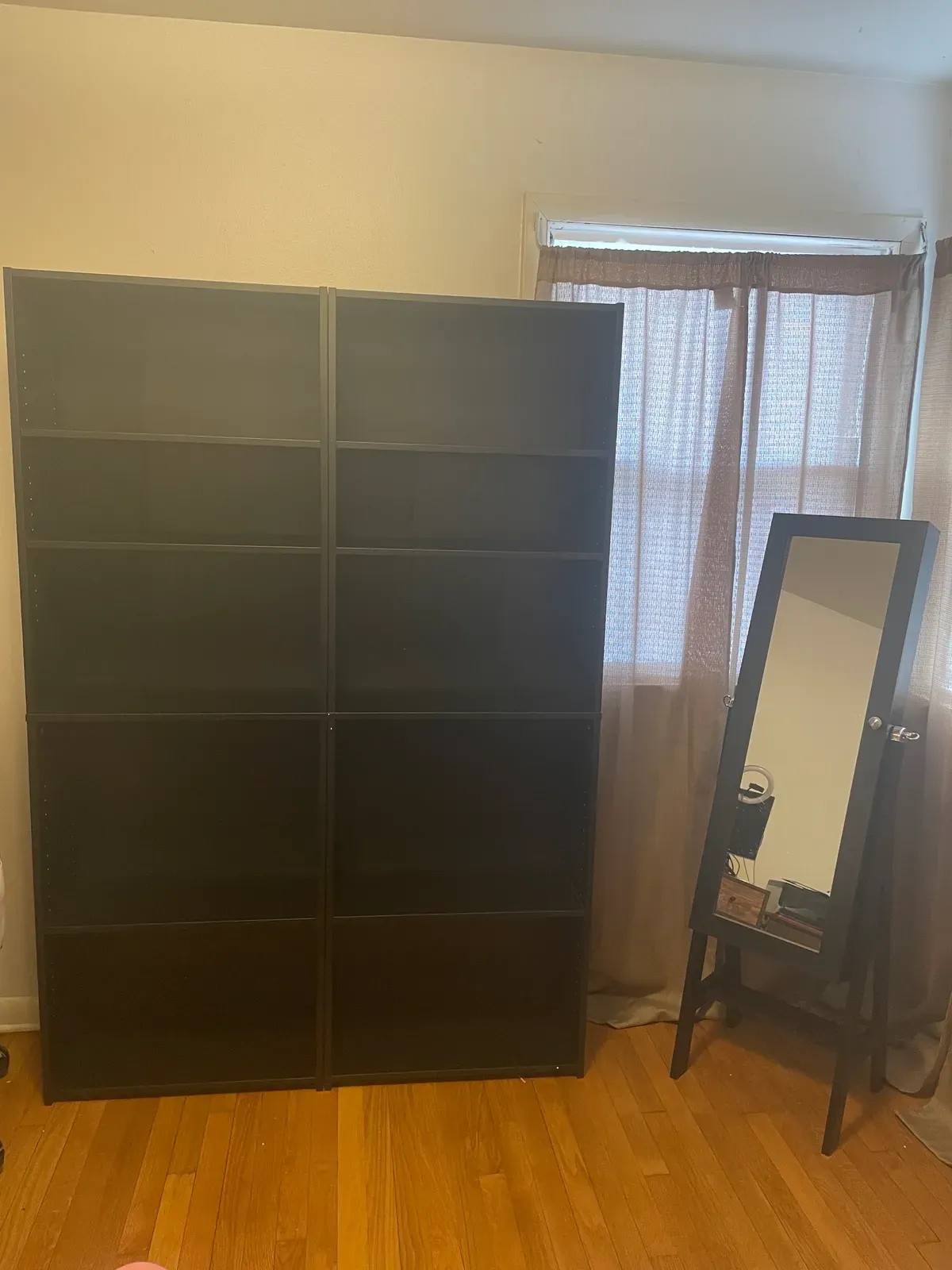 Bookcases and mirror assembled in a Milwaukee home
